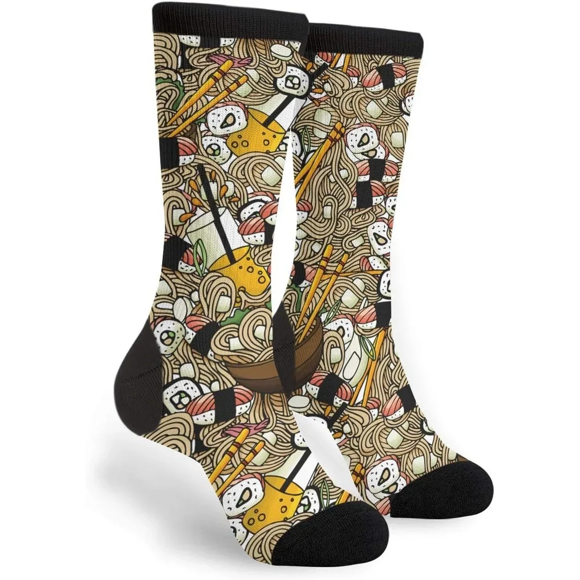 

Японская кухня суши-ролл и рамэн унисекс для взрослых забавные крутые 3D принты красочные спортивные спортивные новые носки-трубы для экипажа