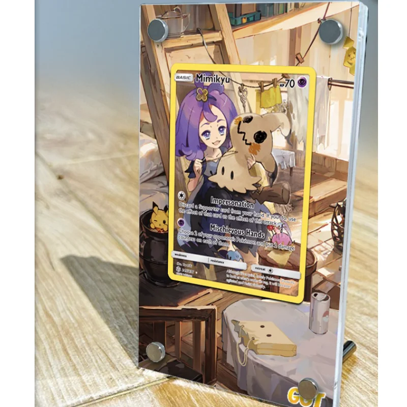 Pokemon PTCG Cards Brick Mimikyu Anime Game Characters, funda protectora, imagen extendida hecha a mano, acrílico, No incluye tarjetas