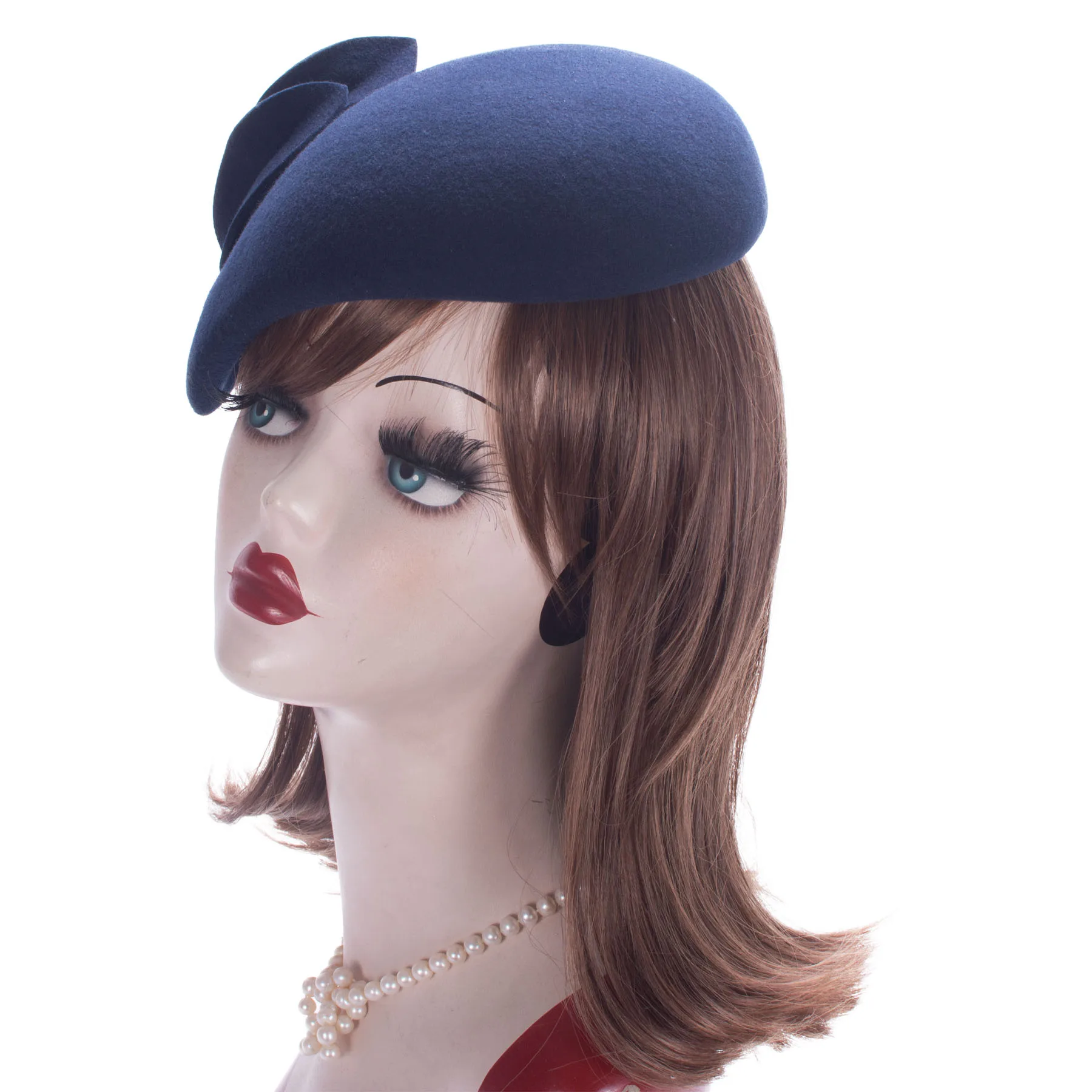 Lawliet Teardrop Womens British style wool felt fascinator hat with flowers Tam Beret Casque Cocktail Hat A574