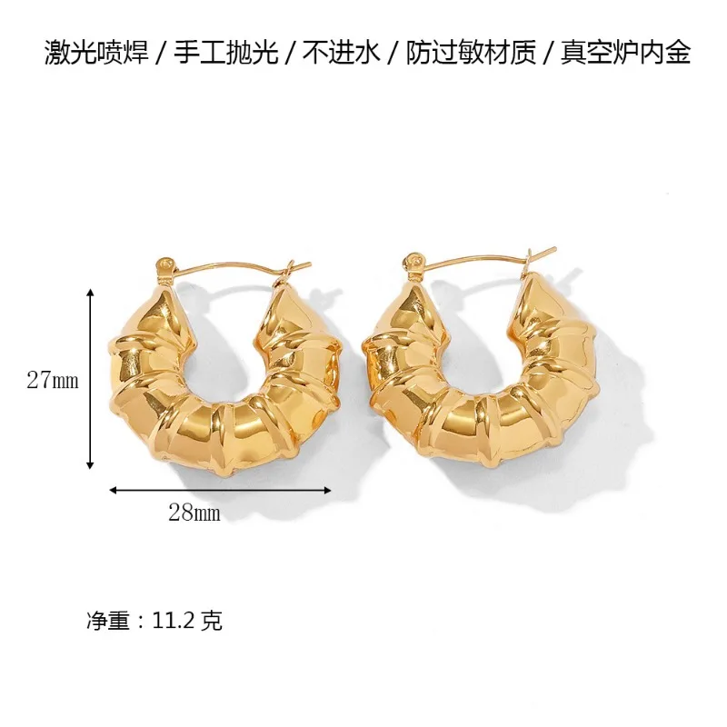 316L Stainless Steel Gold Color Circle Hollow Hoop Earrings for Women New Fashion Girls Ear Buckle Jewelry Birthday Gift