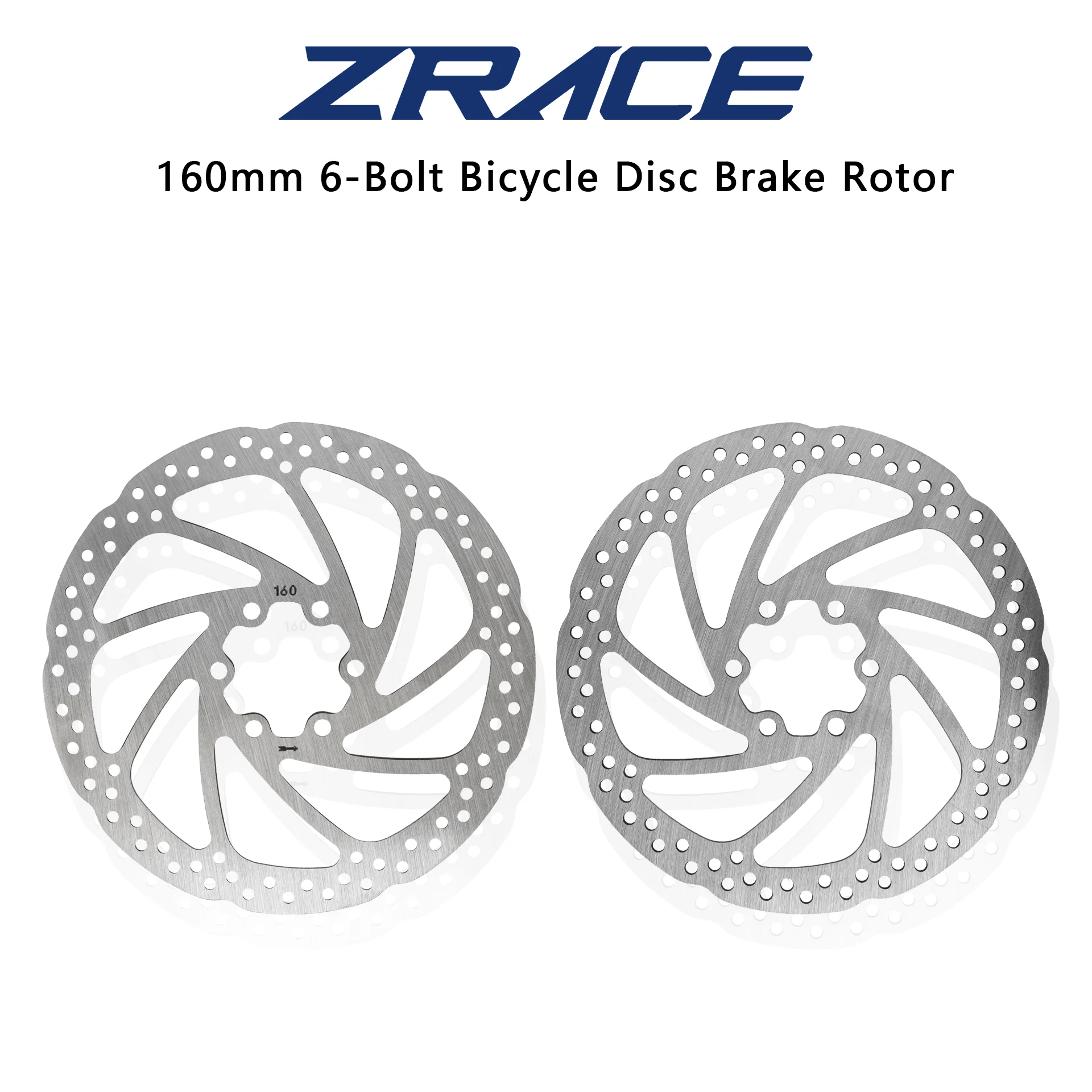 ZRACE 160 mm Fahrrad-Scheibenbremsrotor – 6-Loch-Edelstahl-MTB- und Rennrad-Hydraulikrotor mit Befestigungsschrauben-Set