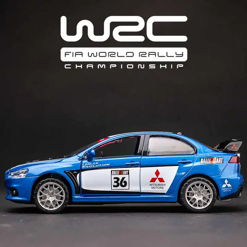 1/32 Mitsubishi Lancer Evolution WRC Rally Toy Car Model Diecast Metal Miniature Sound Light Pull Back Collection Gift For Kid