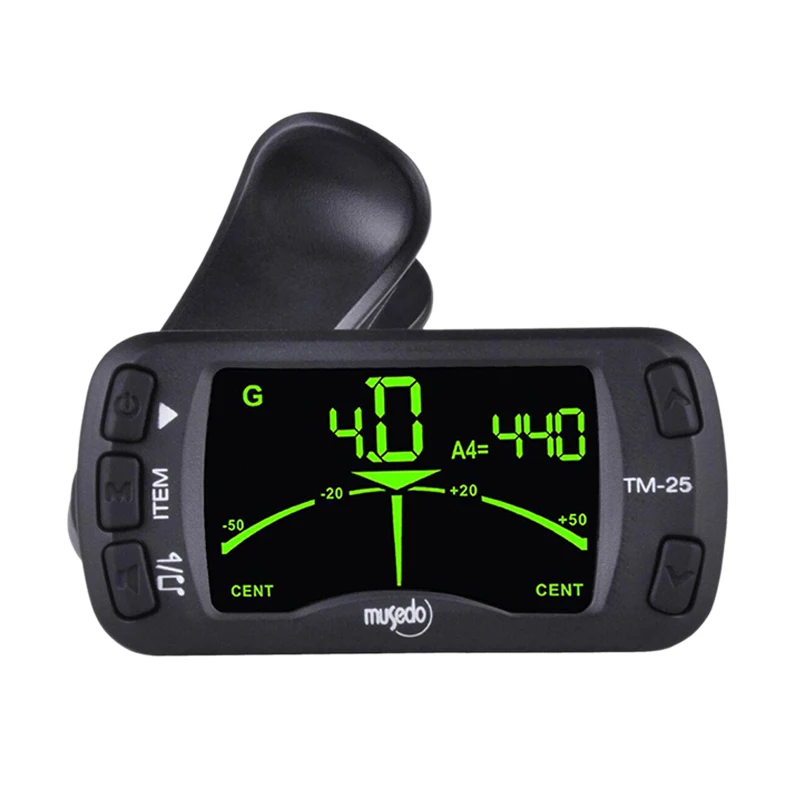 Musedo Tm-25 Tm25 Clip-On Electric Tuner & Metronome Guitar Chromatic Bass Violin Ukulele Universal Multifunction Portable