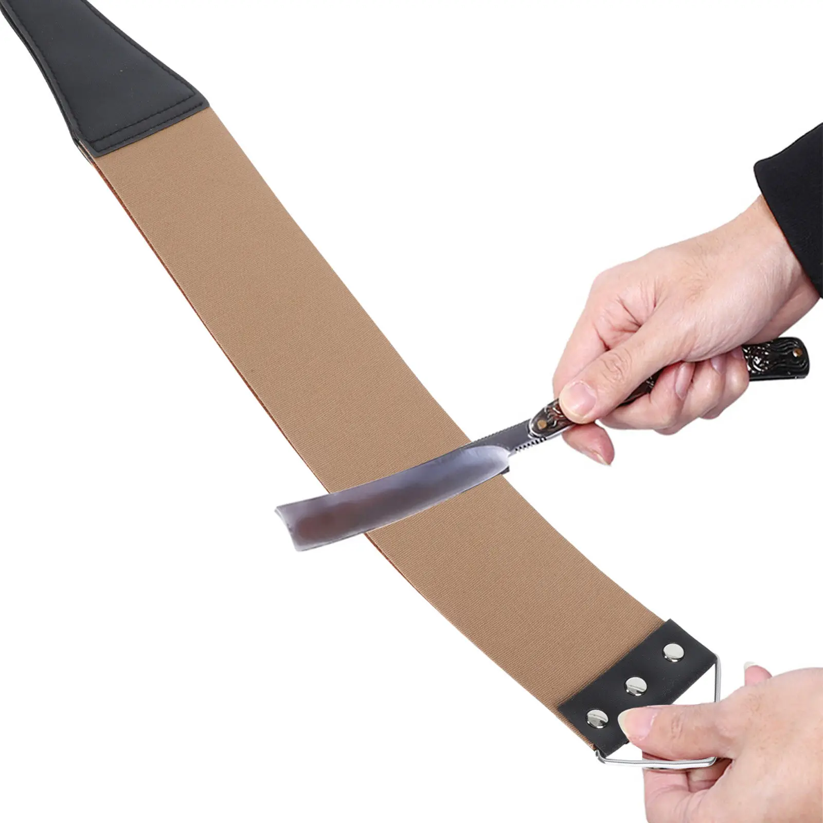2Pcs High -Sided Razor Strop Sharpening Belt for Straight Razors Shaving Home Barber Shop Use Smooth