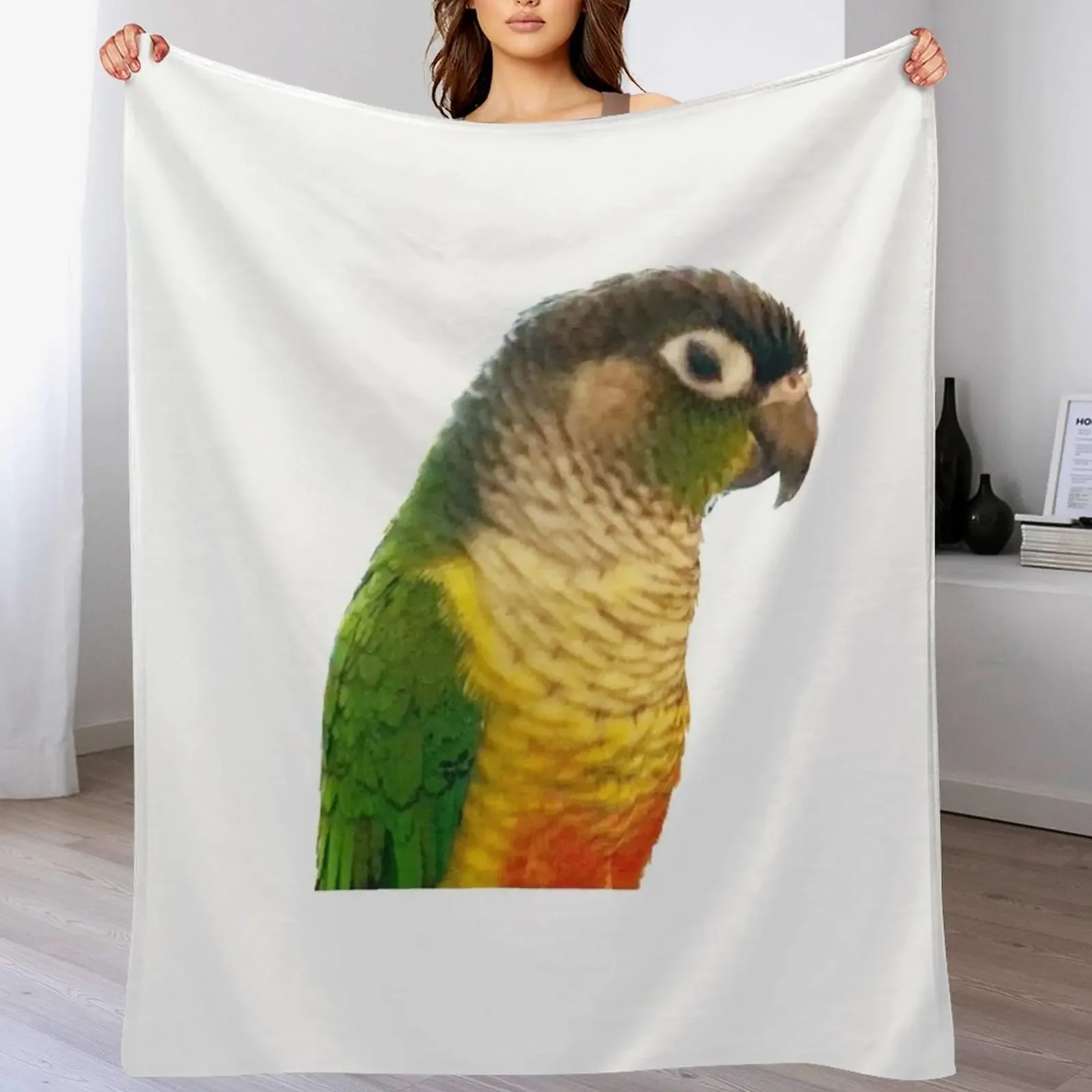 

Green Cheek Conure Throw Blanket Modern Design Soft Blanket for Home Decor