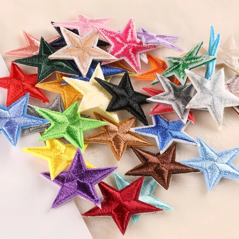 20 Stück/Set 2,9 cm Mini-Fünfzackige Stern-Aufnäher zum Aufbügeln, Gestickte Stoff-Pentagramme für DIY-Bastelarbeiten, Applikationen und Nähzubehör – Detail 7