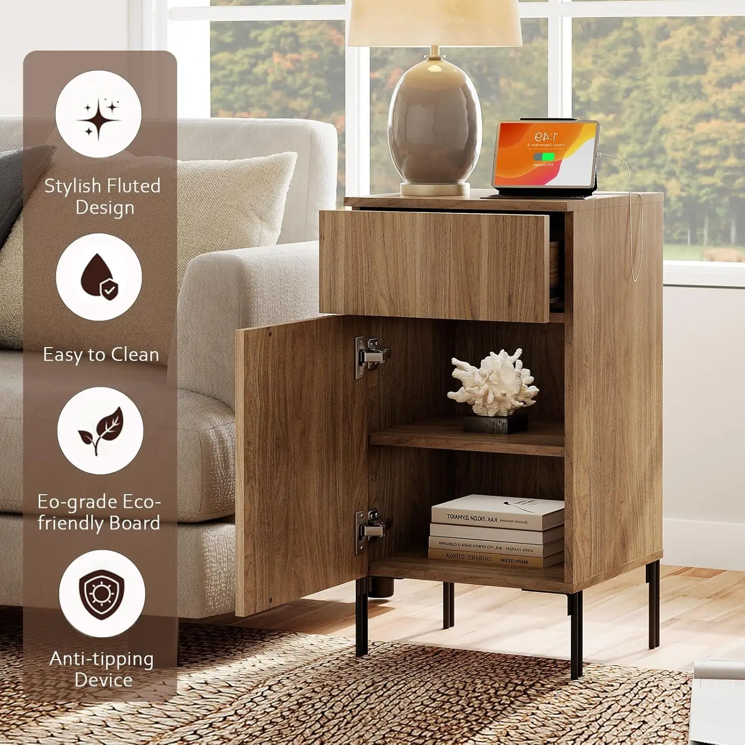 Tall Fluted Nightstand Set 5