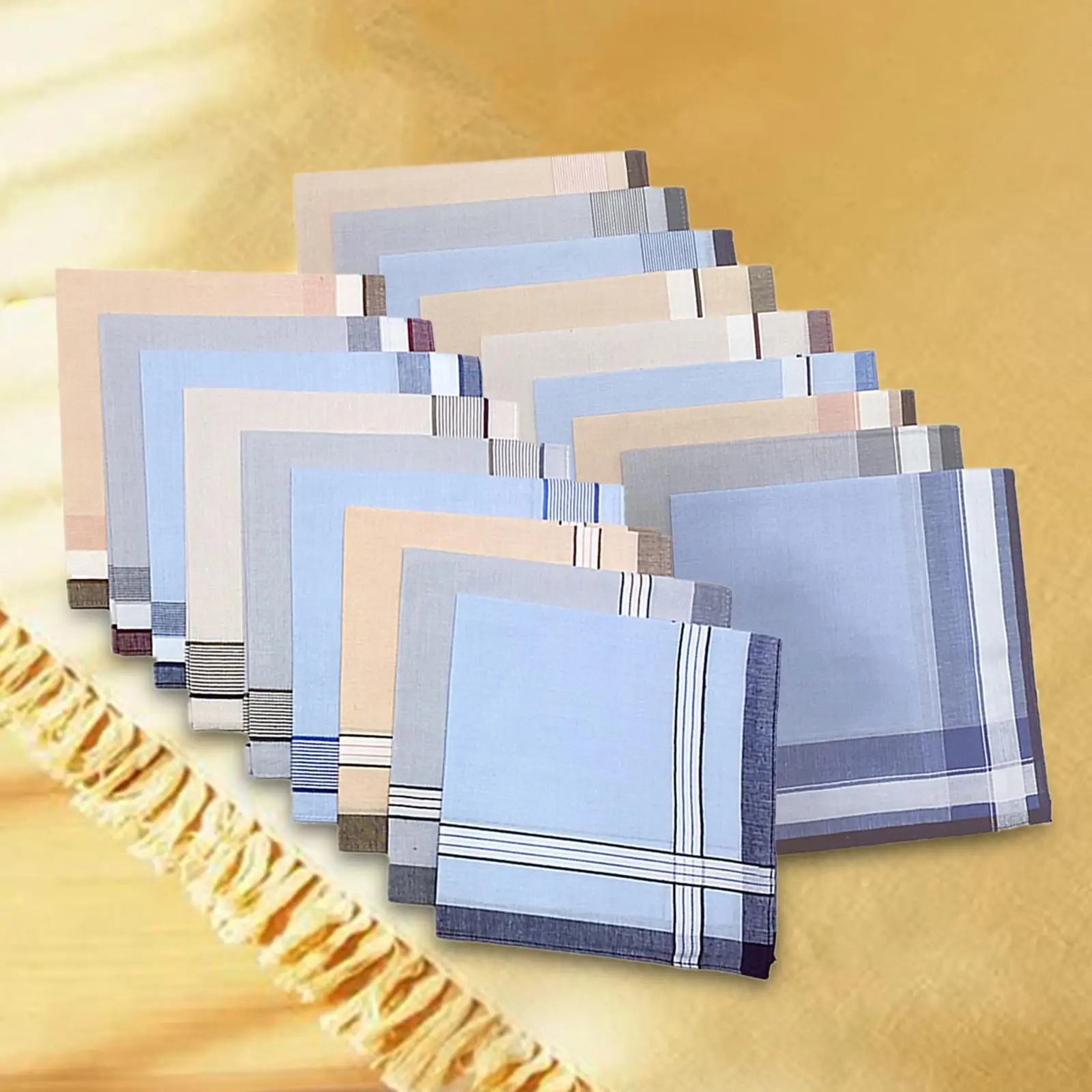 Soft Cotton Mens Handkerchiefs Square Pocket Hanky for Suit Wedding Gift for Father Grandpa Gentlemen Plaid Kerchief Party