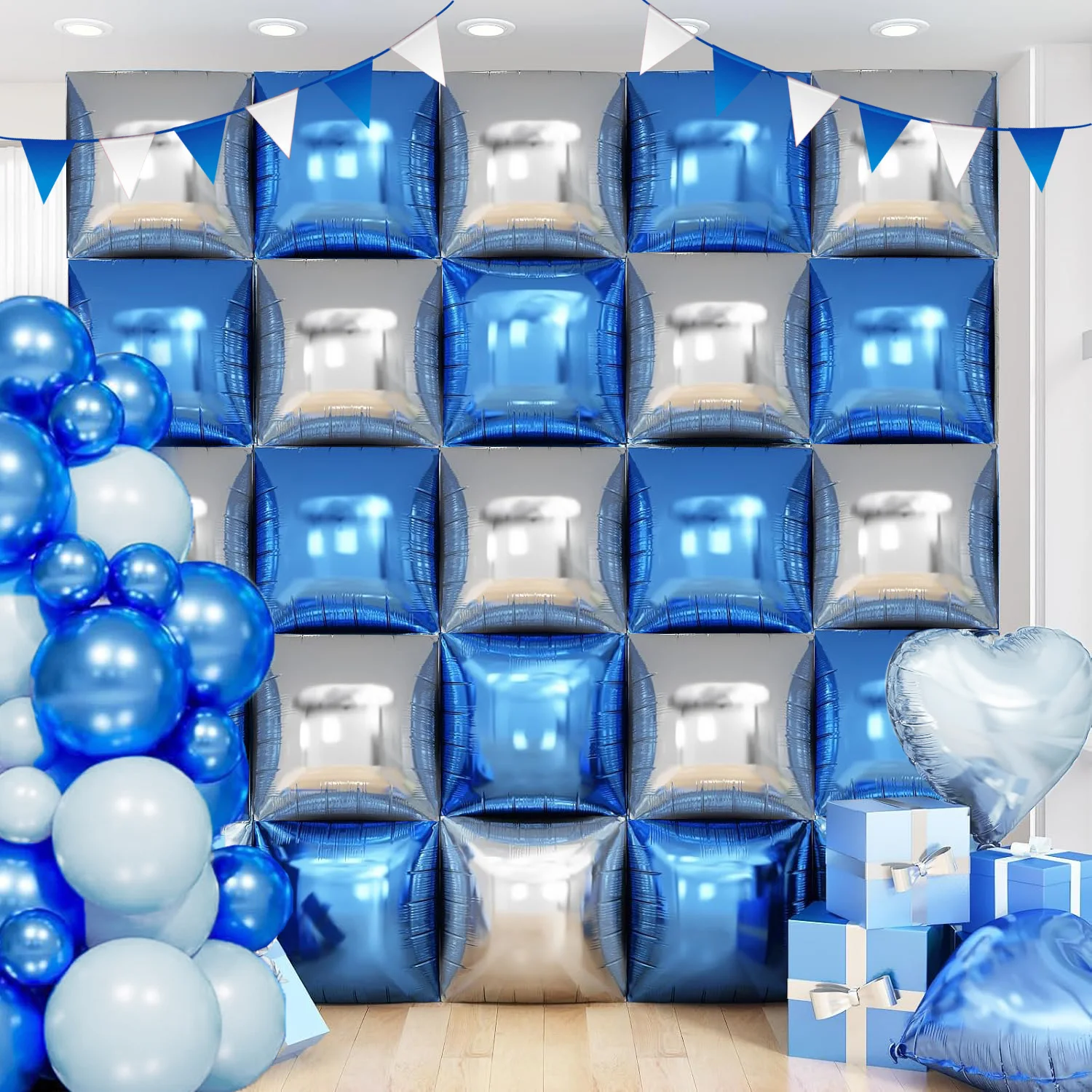 50 Stück quadratische doppelseitige Aluminiumfolien-Ballonwände, Geburtstagsfeiern, Jubiläen, Hochzeitsaison, Valentinstag – Detail 5