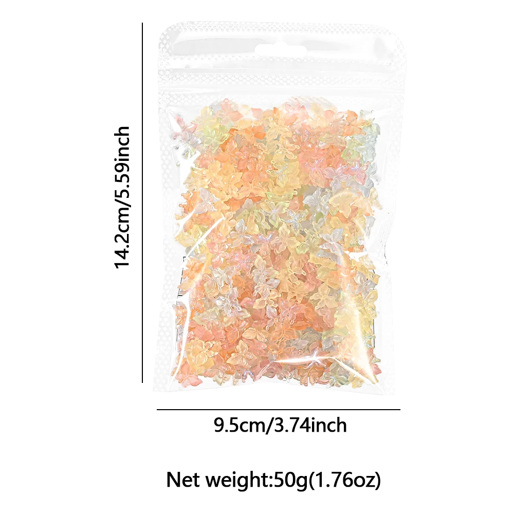 200-300 개/가방 반짝이 나비 3D 네일 참 8x10cm 수지 플랫 백 나비 네일 아트 다채로운 오로라 나비 매니큐어 부품