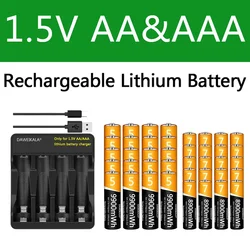 AA AAA Battery 9900mWh 8900mWh 1.5V Rechargeable Lithium-ion Battery for remote control mouse small fan Electric toy USB charger