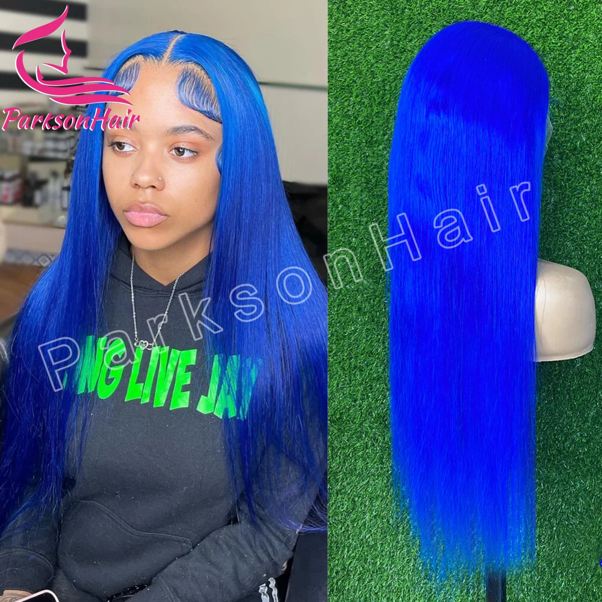 

13x4 Royal Blue Colored Lace Frontal Human Hair Wig Straight Pre Plucked 13x6 Lace Front Wigs Brazilian Human Hair For Women