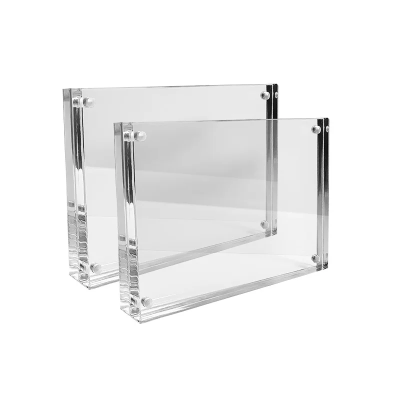 

High-end creative transparent crystal diagonal table sign holder simple acrylic display stand polished sticker