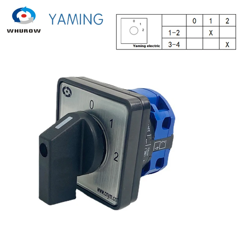 LW26 YMW26-20/1 Rotary Switch Knob 3 Position On-off-on 690V 20A 2 Poles 4 Terminals Motor Universal Cam Switch