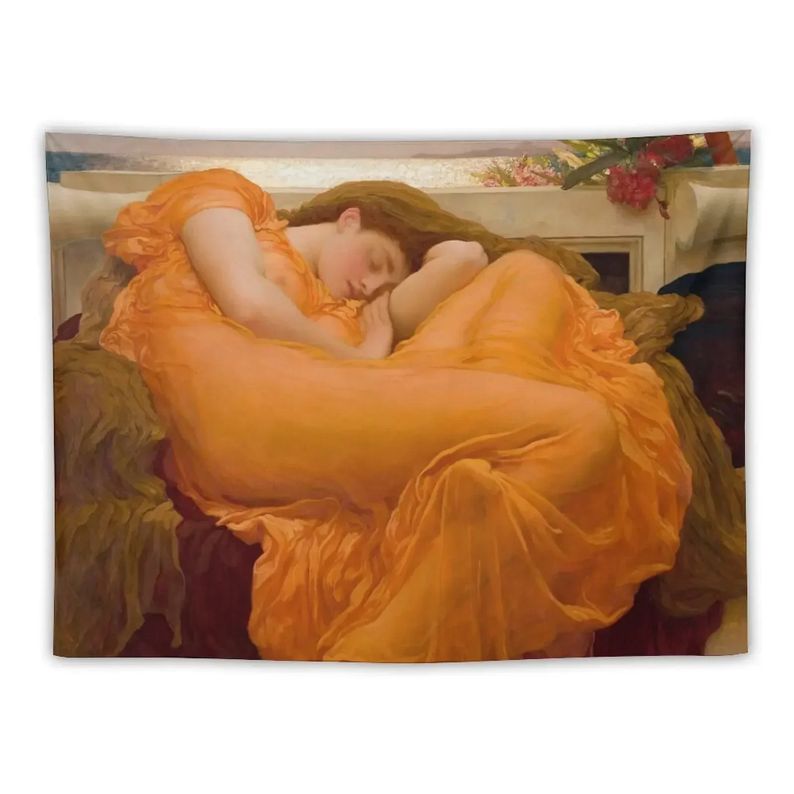 Flaming June - Frederic Leighton, 1st Baron Leighton Tapestry Wall Hanging Wall Cute Decor Carpet On The Wall Tapestry