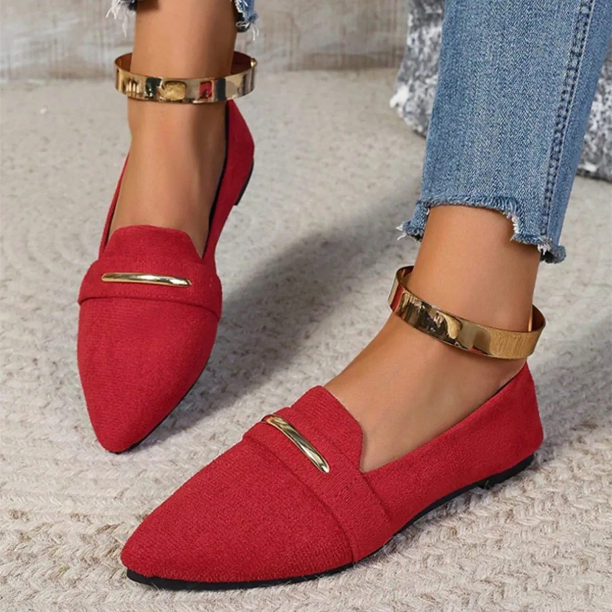 Loafers Wohnungen Spitz Casual Frauen Schuhe Neue Bequeme Walking Mujer Zapatos: Tragen-wider – Detail 4