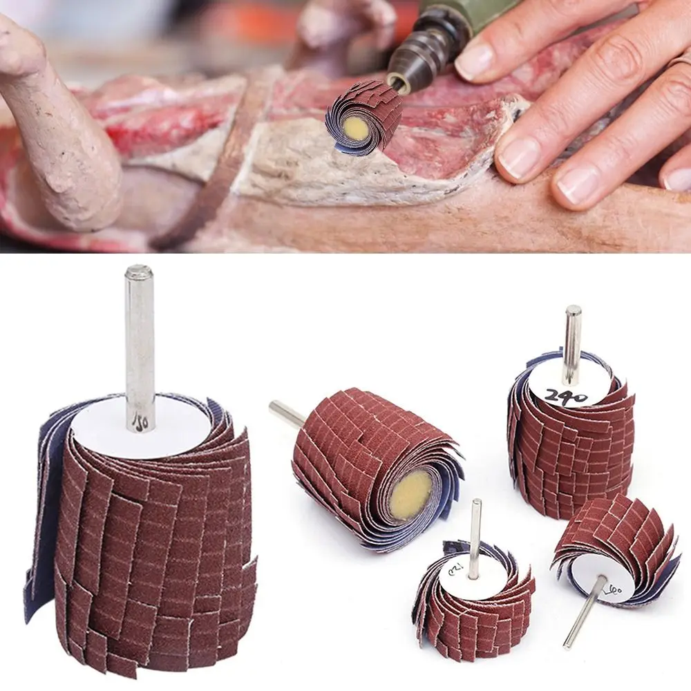 80~600 Grit Wood Metal Emery Paper Derusting Buffing Polishing Abrasive Grinding Head Burr Removal Sanding Cloth Wheel