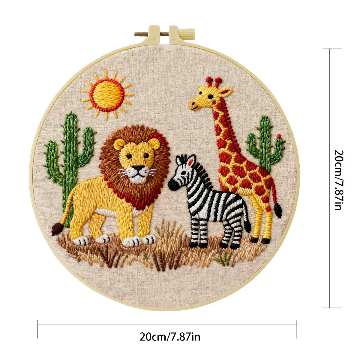1 Stück 20X20CM/15X15CM 7,87/6,3 Zoll Zoo-Stickerei-Starter-Kit DIY-Kit DIY-Stickerei-Set Handarbeits-Set für Anfänger – Detail 2