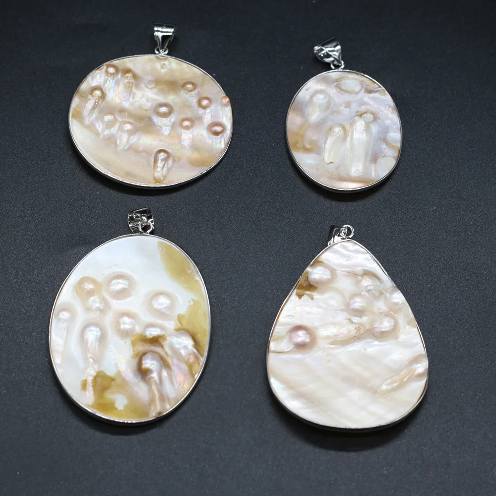 1PC Natural Pearl Irregular Golden Pearl Shell Pendant Fashion for Making Jewelry DIY Necklace Pendant Accessories