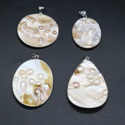 1PC Natural Pearl Irregular Golden Pearl Shell Pendant Fashion for Making Jewelry DIY Necklace Pendant Accessories