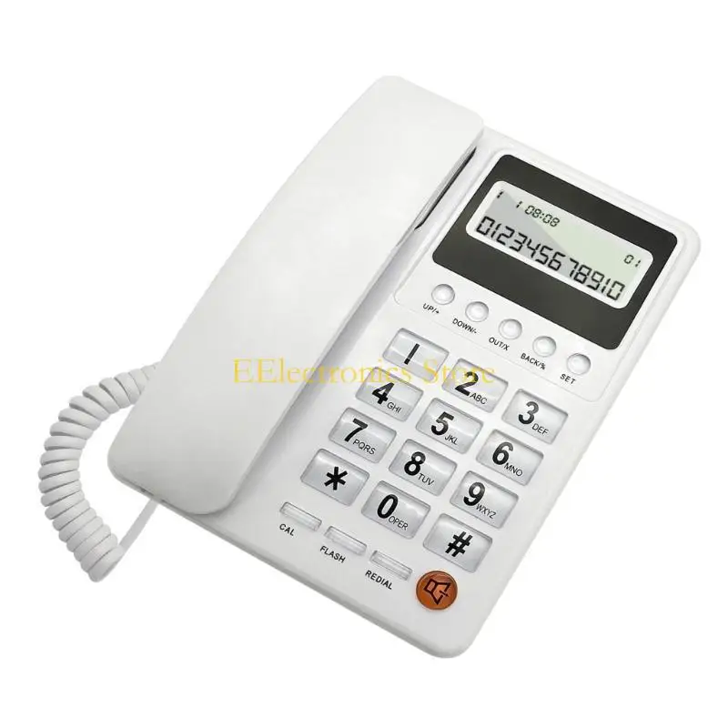 B03C Corded Telephone with Speaker Display Landline Phone Big Button Landline Phones with Caller Identification Telephone
