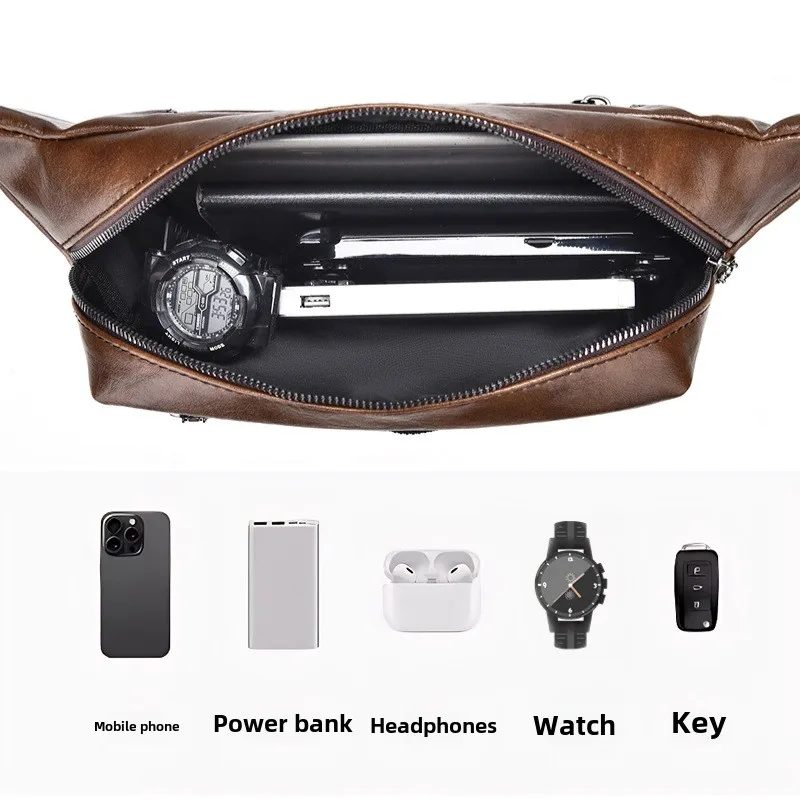Men's Large Capacity Sports Waist Bag with Multifunctional Waterproof and Wear-resistant Features Can Hold 8-inch Mobile Phones