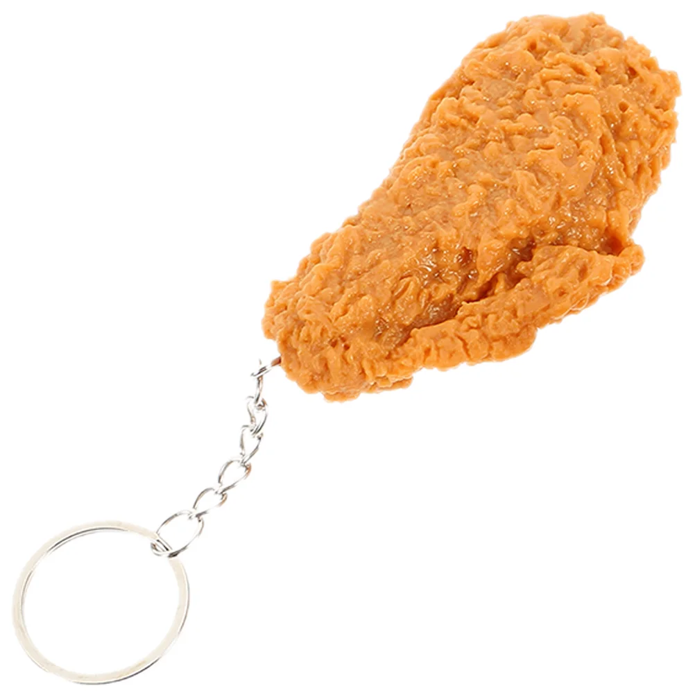 Chicken Leg Pendant PVC Keychain Lovely Holder Fix and Carry Keys Backpack Food Metal Decorative Cute