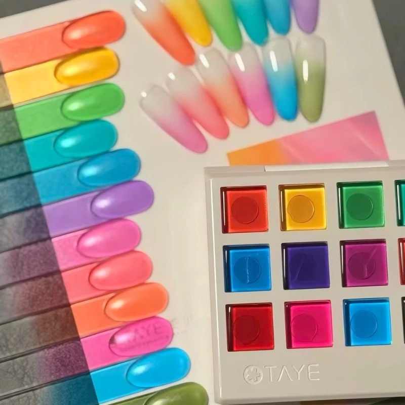12Grids Solid Color Patting Gel Nail 7in1 No Wipe High Saturation Gradient Nail Pat Painting Gel UV/LED Nail Polish For Manicure