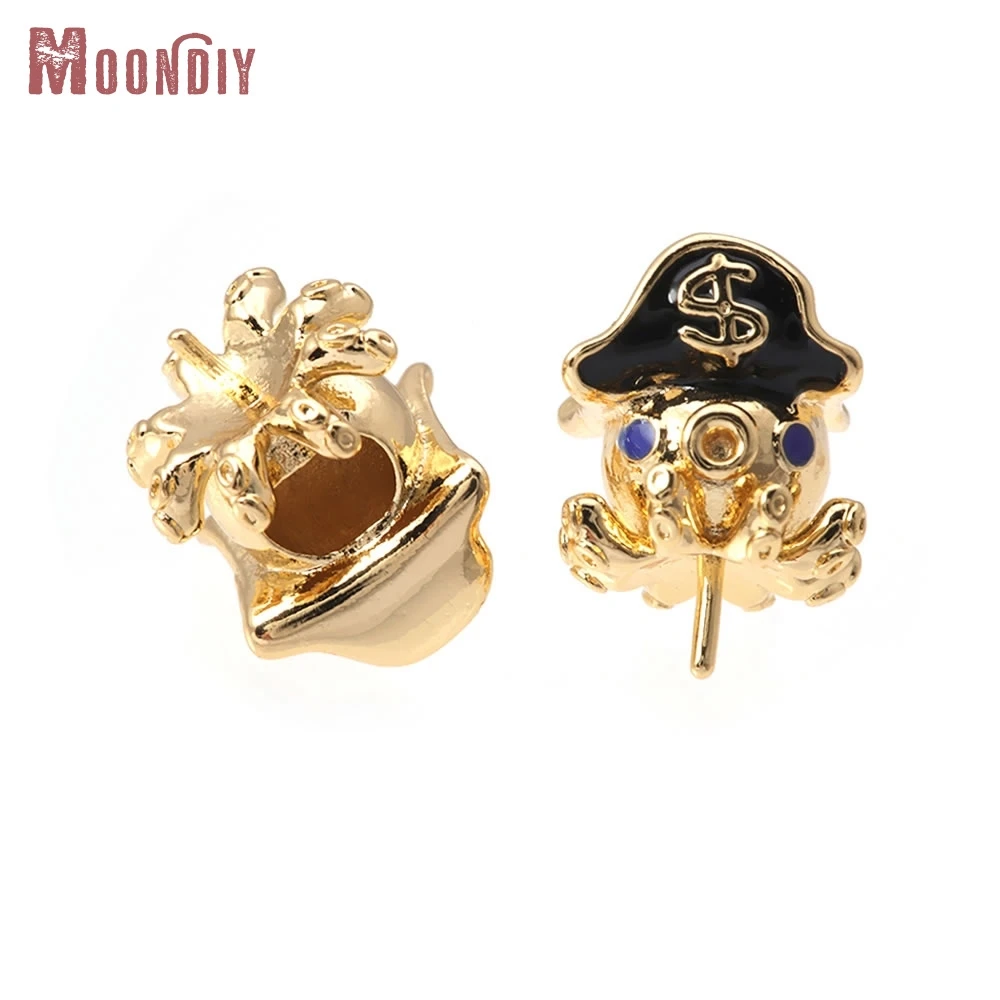 

6PCS 18K Gold Color Brass with Oil Paintings Can Fit Half Hole Beads Octopus Charms Pendants High Quality Diy Necklace Earrings