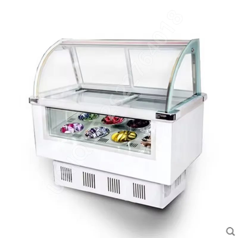 220V Automatic Hard Ice Cream Showcase Commercial Cold Display Cabinet Refrigerator Gelato Sundae Freezer Storage Machine