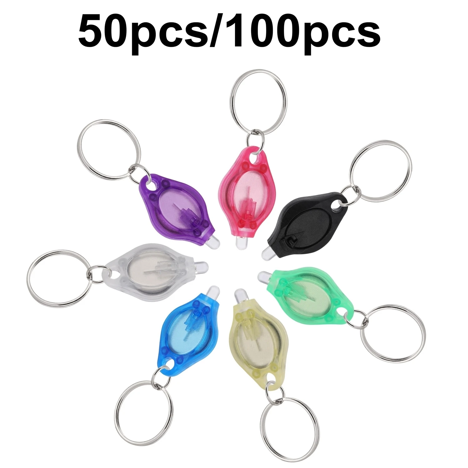 10/50/100pc/Mini Led Keychain Light Popular Gift White Light Outdoor Key Chain Backpack Stair Emergency Lighting Lamp Flashlight