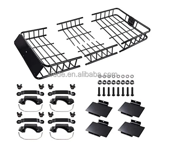 Black Roof Rack Cargo Basket Carrier Rack with Universal Extension Car Top Luggage Holder SUV Truck Cars