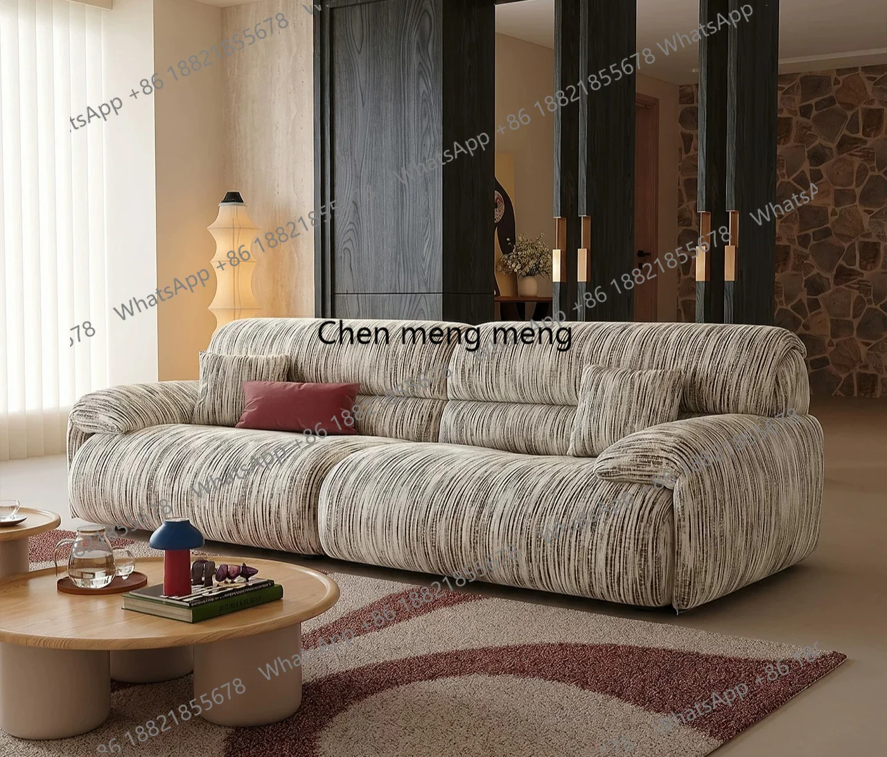 New elephant ear striped sofa living room modern simple retro style removable cotton and linen fabric sofa