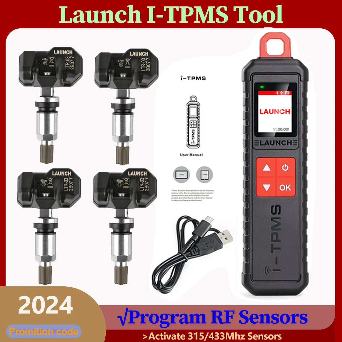 Launch X431 I-TPMS for Car Tire Pressure Diagnostic Tool Tire Repair Tools Launch TPMS Tool for RF Sensors 315/433MHz Sensor