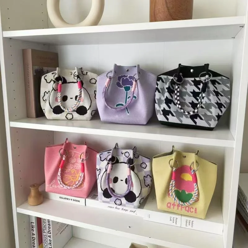 

Новая модная корейская вязаная сумка большой емкости, универсальная женская ручная сумка, повседневная простая сумка с принтом Buet Ape