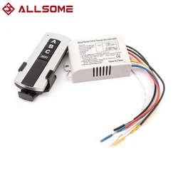 Allsome 3 Way Port ON/OFF Wireless Digital RF Remote Control Switch Receiver Transmitter For Light Lamp 220V HT034+