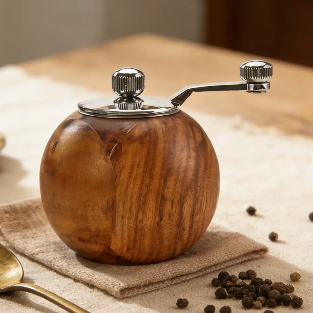 Molinillo de Pimienta Manual de Madera, Utensilio de Cocina para el Hogar, Resistente Molinillo de Especias para Restaurante y Barbacoa