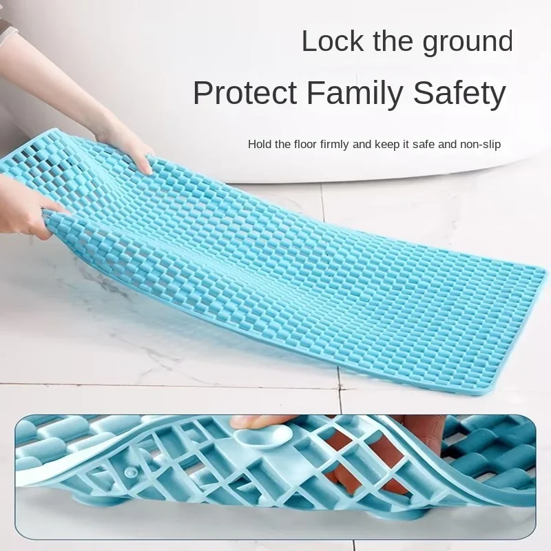 Bathroom Anti Slip Bathmat Solid Color Anti Fall Toilet Floor Rug Bathroom Shower Foot Mat Safety Hollow Waterproof Feet Pads