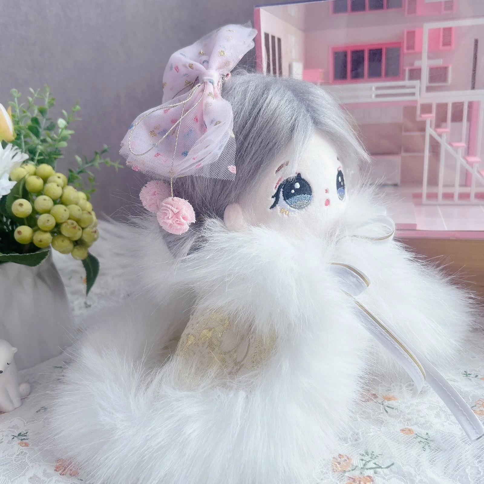 

20 см хлопковая кукольная одежда, накидка только пальто, белый, черный цвет, древний костюм в китайском стиле