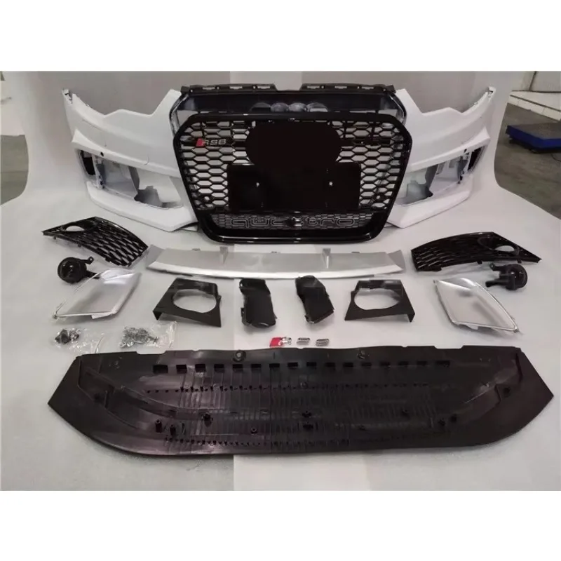 Front Bumper Kit RS6 Style Unpainted Front Bumper with Grille for 2013 2014 2015 Audi C7 A6 S6 Body Kit