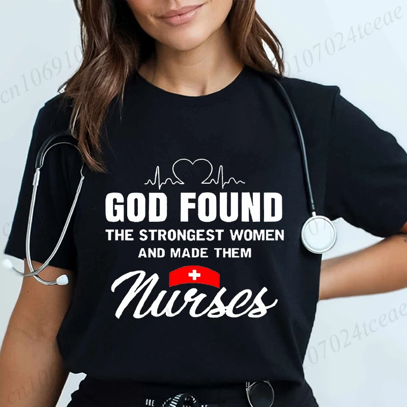 GOD FOUND Nurses Print Women T Shirt Tops Short Sleeve O Neck Loose Women Tshirt Ladies Tee Shirt Fashion Tops Camisetas Mujer