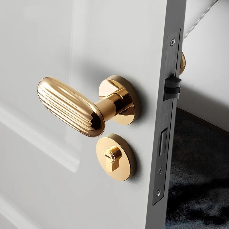 

Door lock indoor bedroom silent room door lock Nordic luxury gold split lock three piece toilet household door lock