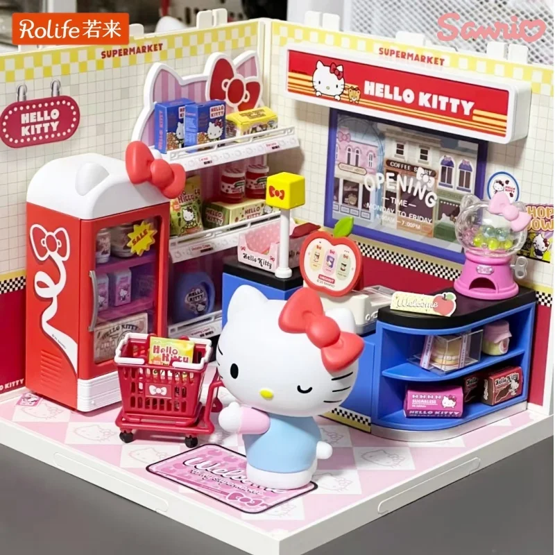 

Rolife Building Blocks Sanrio Super World Hello Kitty Cinnamoroll Room Kuromi My Melody Assembly Models Ornaments Gifts