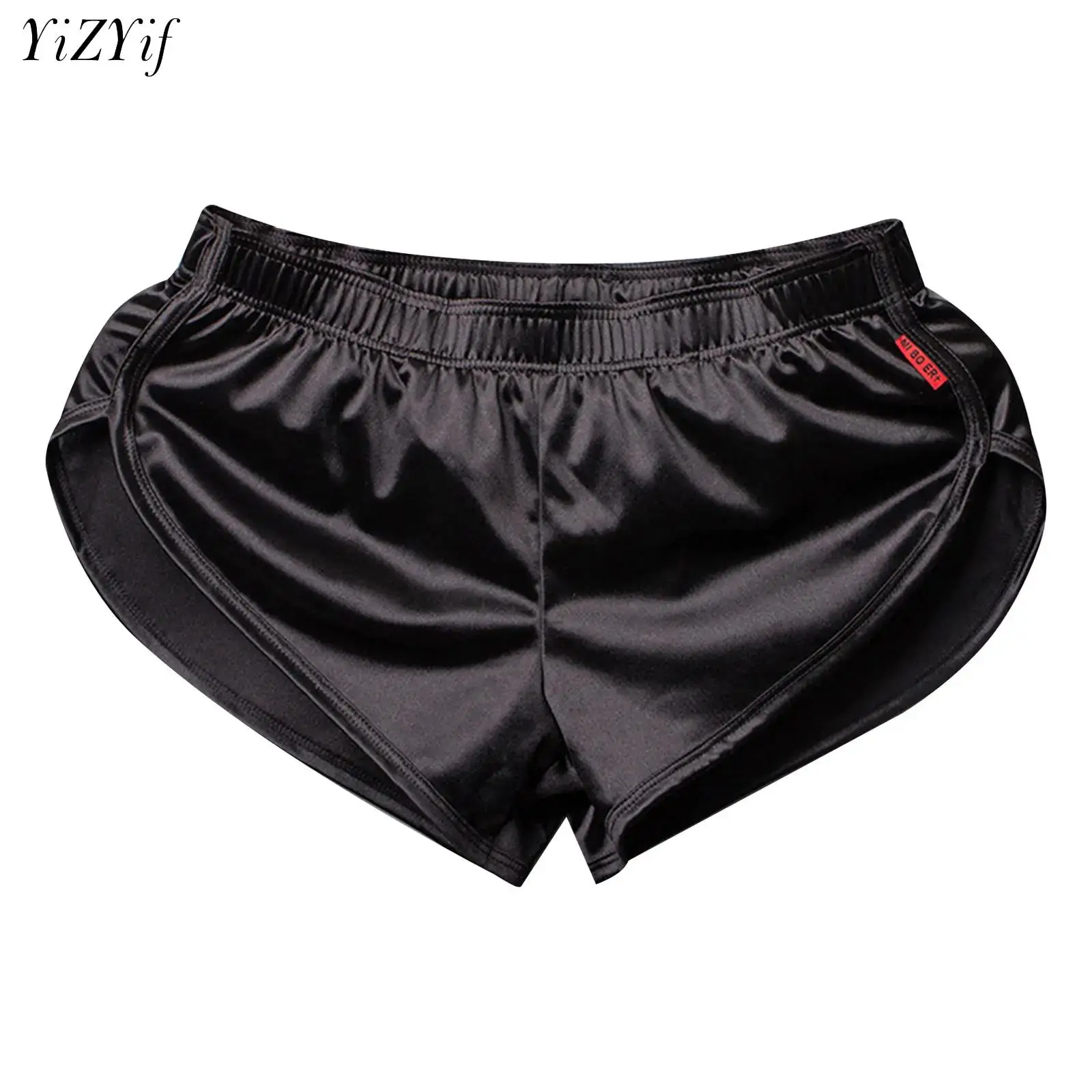 Mens Satin Silk Boxers Panties Pajama Bottoms Shorts with Elastic Waist Built-in Bulge Pouch Boxer Brief Loungewear Homewear