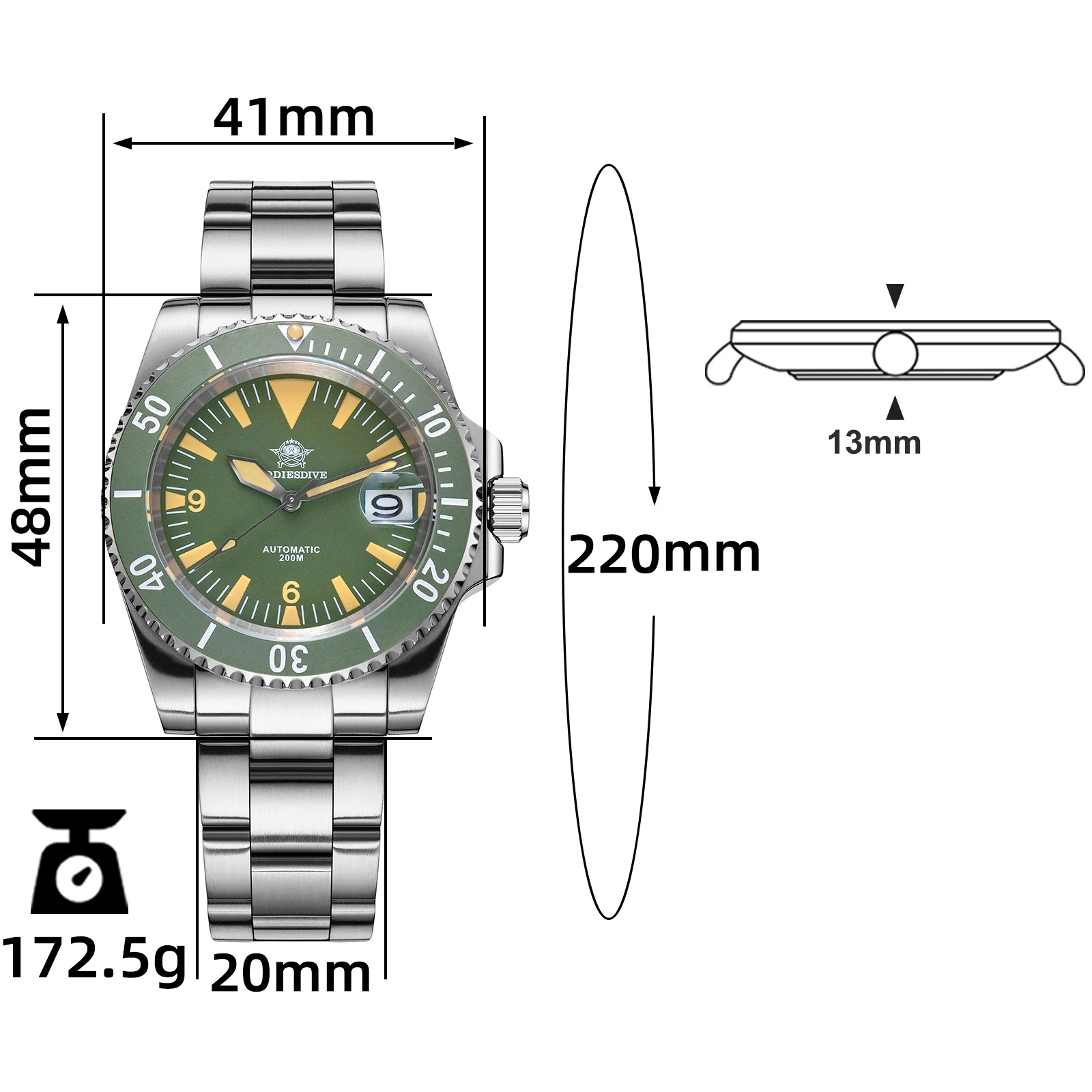 ADDIESDIVE Sapphire Automatic Watch NH35 Luminous Ceramic Bezel Diving Wristwatches Waterproof Business Calendar Watches for Men