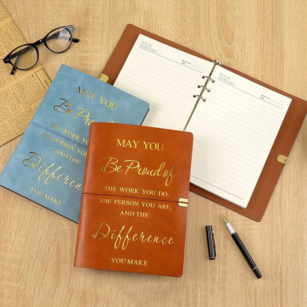 80 Sheets A5 English Notepad English Horizontal Line Loose-leaf Notebook Soft PU Leather Cover Portable Diary Student