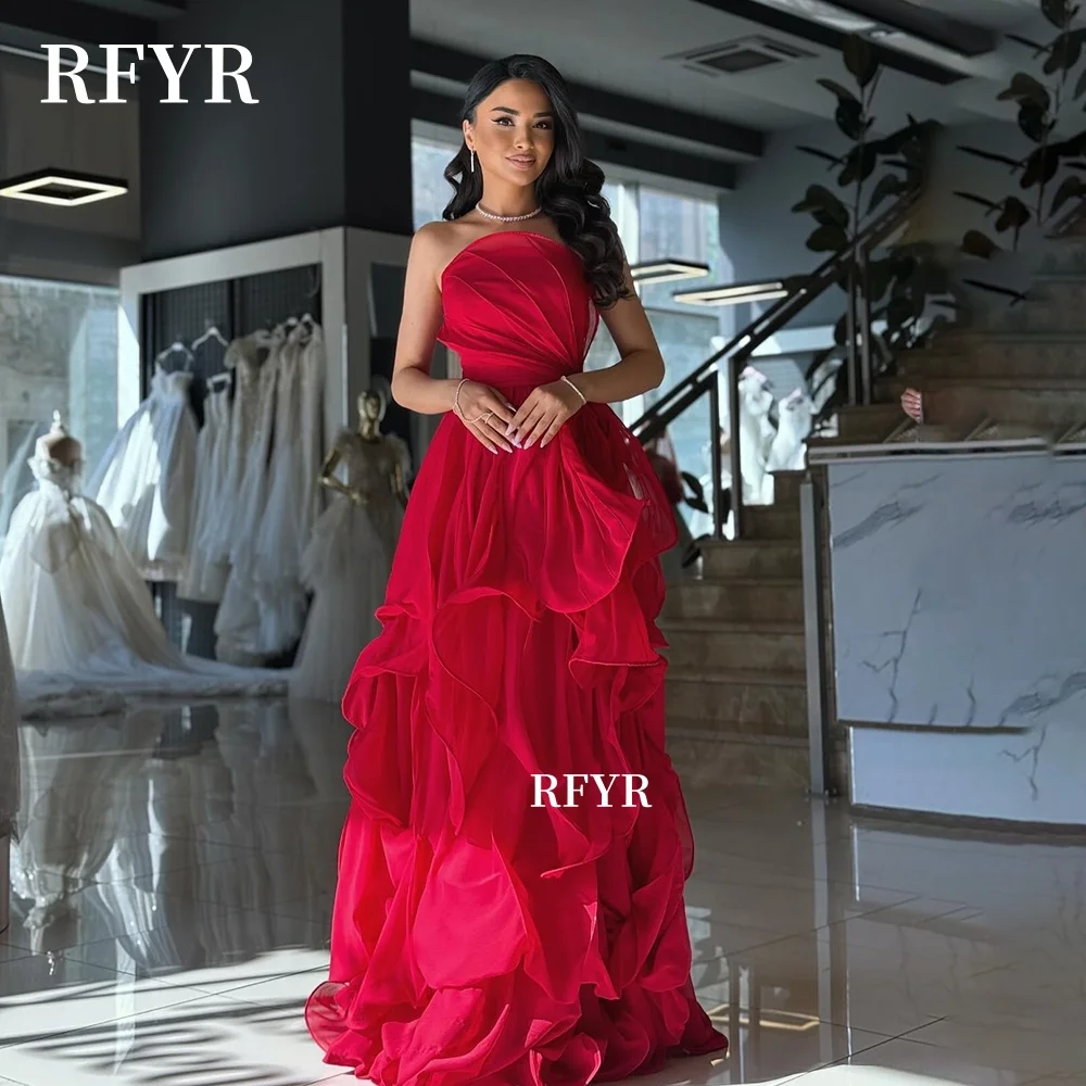 

RFYR A Line Party Dress Multilayers Evening Dresses Pleats Princess Ball Gowns Robe De Mariée Party Gown For Women Customized