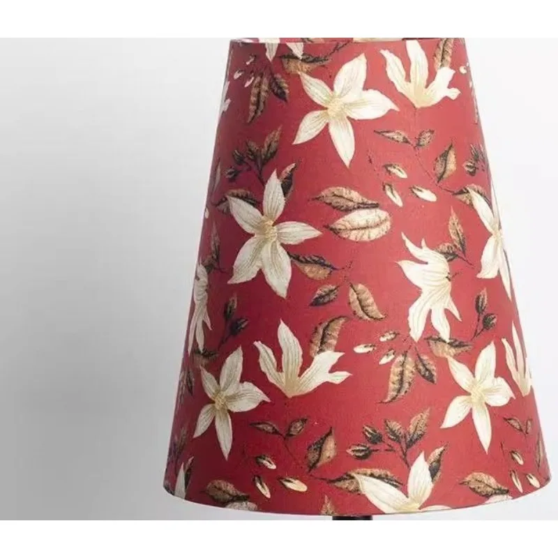 Pastoral Pleated Hemp Fabric Table Lamp Cover Small Floral Old-fashioned Retro Bedroom Hotel Bedside Floor Accessories DIY