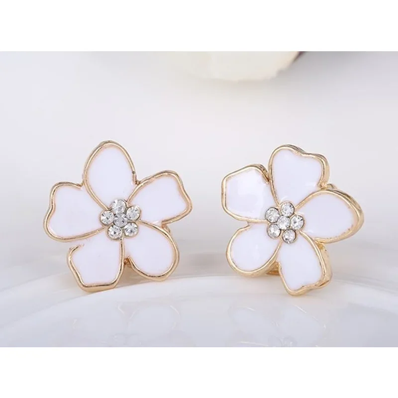 Orecchini a Clip smaltati a forma di fiore in stile coreano senza Piercing per la festa delle ragazze simpatici gioielli con Clip per l\'orecchio