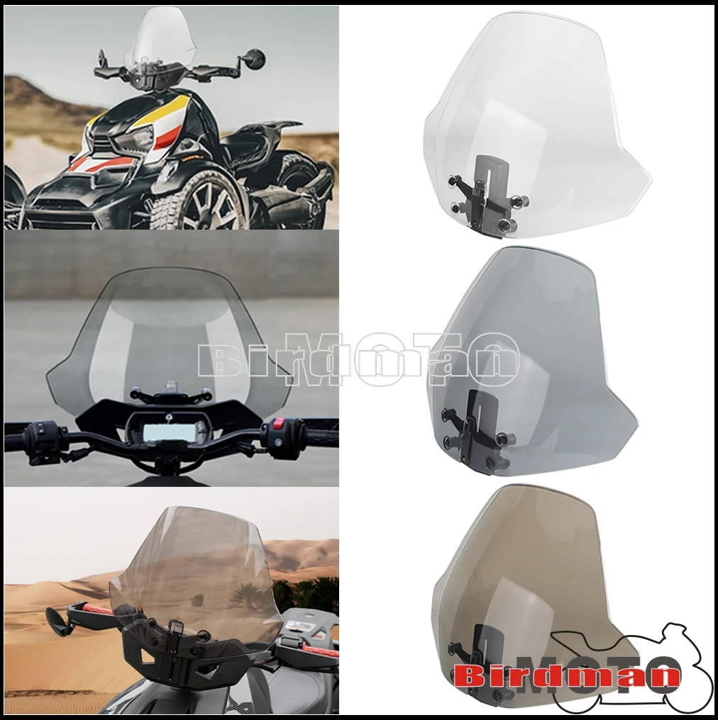 

Clear/Smoke/Gray Adjustable Windscreen Windshield Wind Screen Shield For Can-Am Ryker 600 900 Sport Rally Edition 900 ACE 19-23